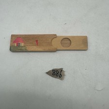 Vintage Japanese Inlaid Wood Pocket Matchbox Holder Sliding Tray Cottage Design