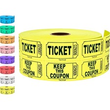 1000 Raffle Tickets, Yellow 1 of 8 Colors, Double Roll, Ticket for Events, En...