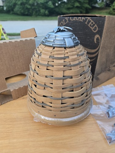 Longaberger 2010 Collectors Club Beehive Basket & Pewter Bee Tie Ons