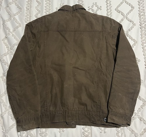 Flint and Tinder Wool Lined Waxed Trucker Jacket Men's Small S Field Tan USA - Picture 2 of 6