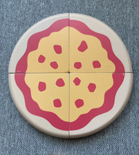 Wooden Pizza Play Food 4 slices STEM Preschool Kitchen Toy Homeschool Game 9 in