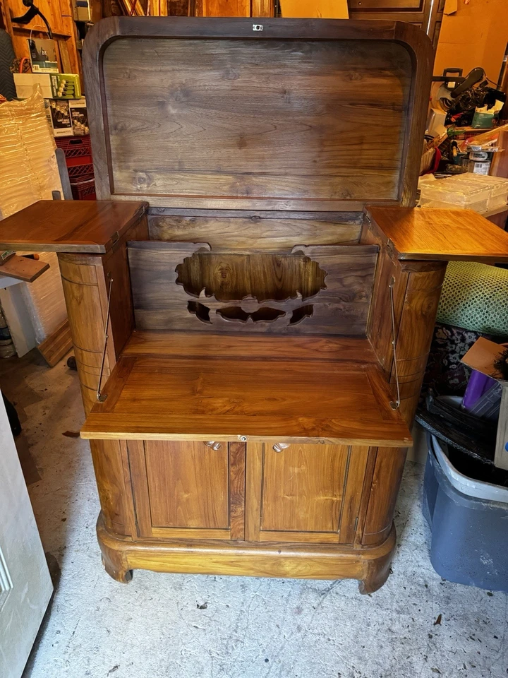 Asian Teak Wood Bar Cabinet - Image 3 of 4