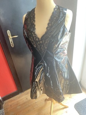 Lack-Kleid, Black Level Übergröße Plus Size Gr. XL (48/50) schwarz