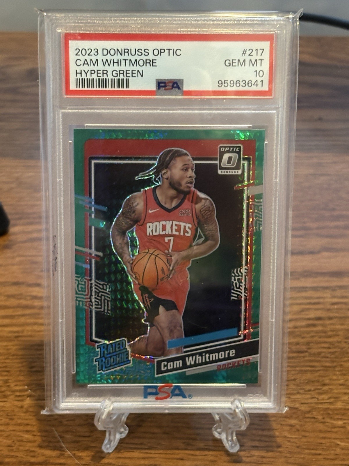 2023 Donruss Optic #217 Cam Whitmore Green Hyper Rated Rookie PSA 10 GEM MT