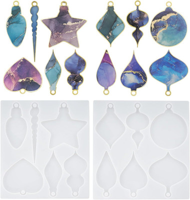 2 Pcs Christmas Resin Molds, 12 Different Shapes Christmas Ornaments Resin Molds