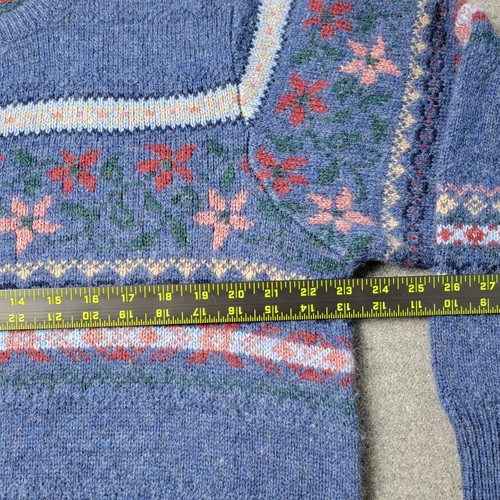 Brooks Brothers Vintage Herren Wollpullover Large Fair Isle Hong Kong blau geblümt - Bild 4 von 6