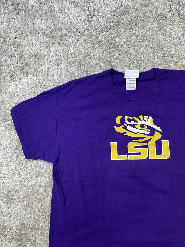Рубашка мужская LSU Tigers размер XL фиолетовая NCAA колледж футбол величественный хлопок футболка - Изображение 4 из 4