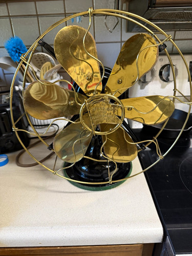 Robbins & Myers Table/Desk Fan 6-Blade 110V Metal Black/Brass FULLY FUNCTIONING