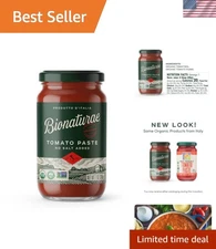 Italian Organic Tomato Paste - No Salt, Non-GMO, 7 Oz Glass Jar - Keto Friendly