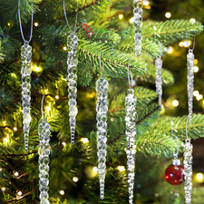 21Pcs Christmas Decorations for Xmas Tree Decor Clear Crystal Ornaments