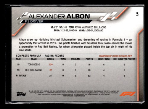 2020 Topps Chrome F1 Racing Pick Your Card - Bild 2 von 22