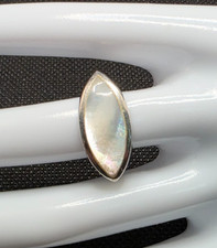 Estate Marquise Shaped Mother of Pearl Ring 925 Sterling Silver Size 6.5