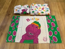 VTG 1992 Barney Toddler Bed Sheet Set Flat, Fitted Pillow Case Only Lyons Group