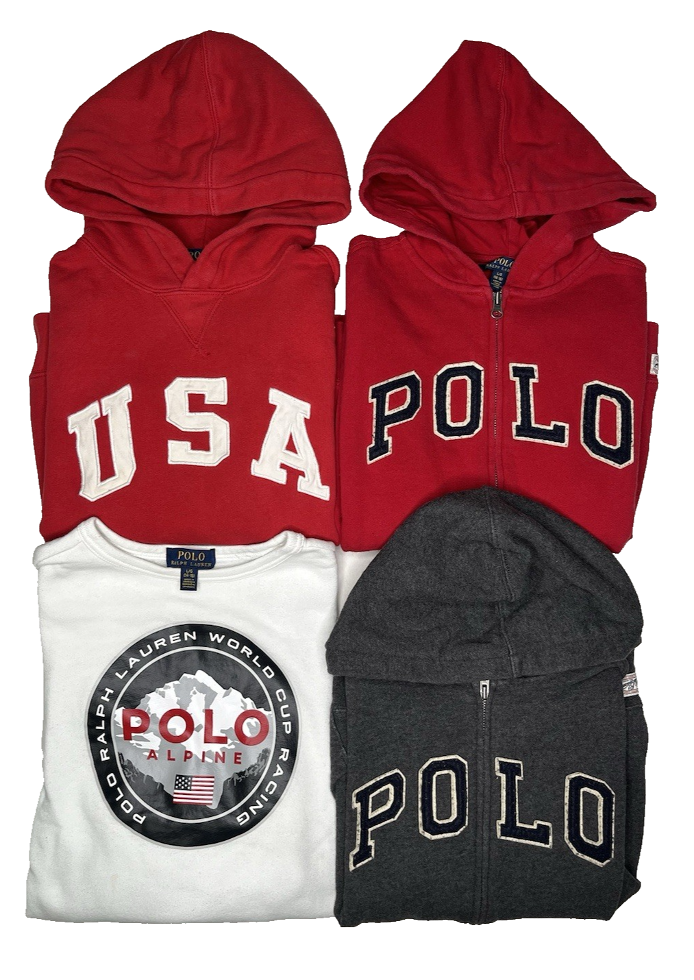 Lotto 4 felpe Polo Ralph Lauren ragazzo giovane L 14 16 Big Pony righe #3 felpa con cappuccio