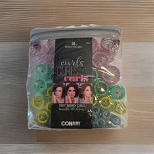 Conair Brush Rollers Tight & Bouncy Curls Brush Hair Rollers Set of 36 New