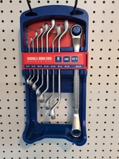 WorkPro Tools 8 Piece Double Ring Metric Wrench Set New CR-V Matte Finish