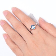 Swiss Blue Topaz Gemstone 925 Sterling Silver Women Minimal Ring Duty Free