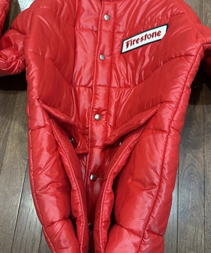 Vintage 70s Swingster Firestone Nylon Racing Puffer Quilted Jacket Red USA Sz M - Picture 7 of 10