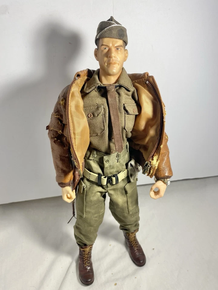 Chaqueta de cuero de soldadura modelo dragón 1:6 piloto oficial aerotransportado estadounidense 506 de la Segunda Guerra Mundial Foto 2 de 4