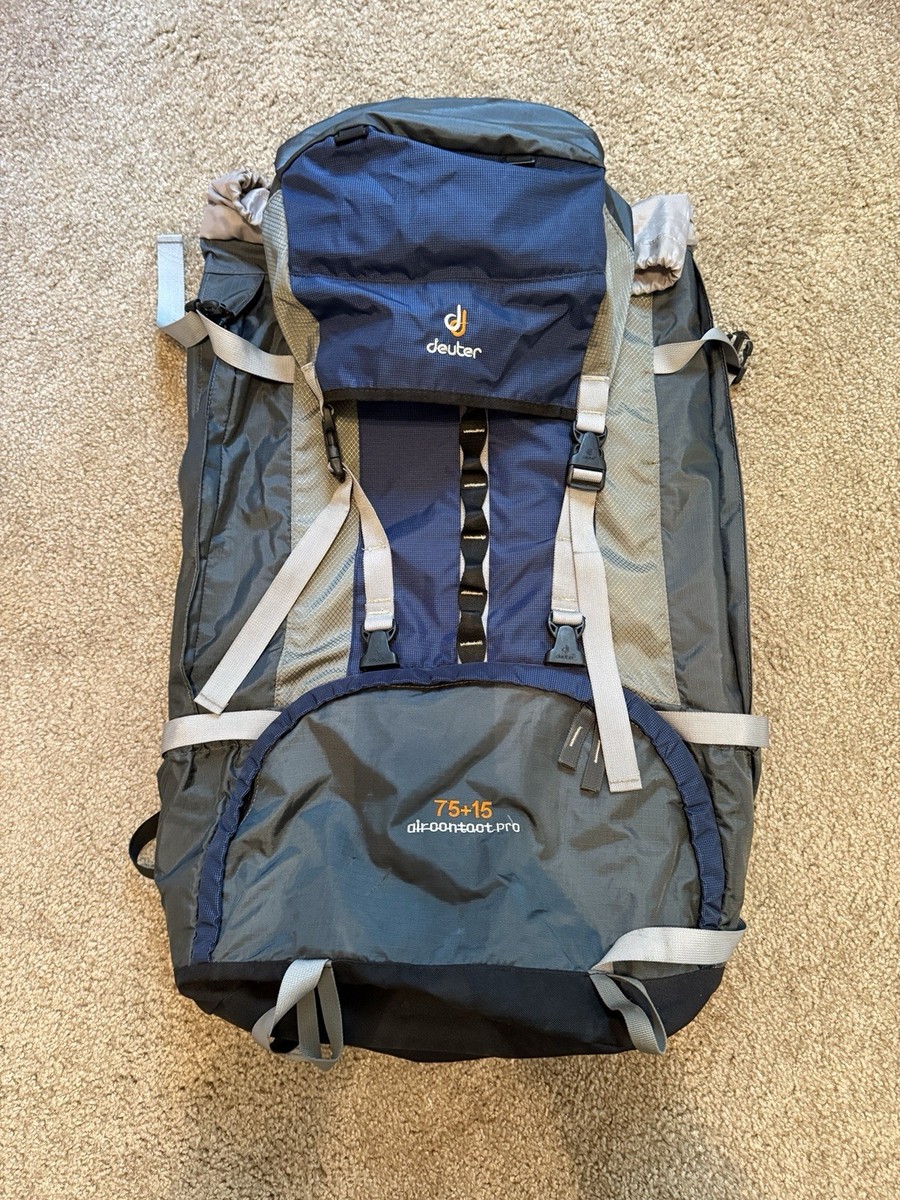 Deuter Aircontact Pro 75+15L Hiking Backpack Blue/Gray Hip Belt | eBay