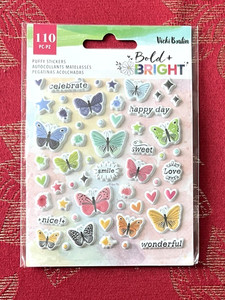 RARE SWEET SMILE BUTTERFLIES BOLD & BRIGHT PUFFY STICKERS - SHIPS FREE