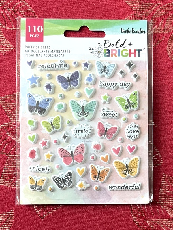 RARE SWEET SMILE BUTTERFLIES BOLD & BRIGHT PUFFY STICKERS - SHIPS FREE