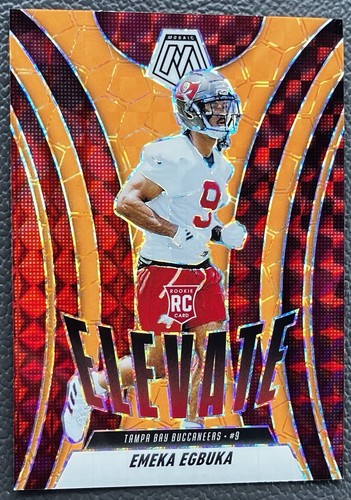 2025 Panini Mosaic - Elevate Emeka Egbuka #2 Orange Fluorescent Mosaic Prizm...