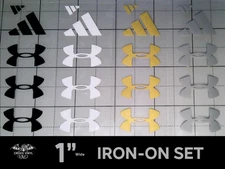 🐉🔥 Under Armor Iron-On SET: 1" Wide Each, Black, White, Gold, Silver