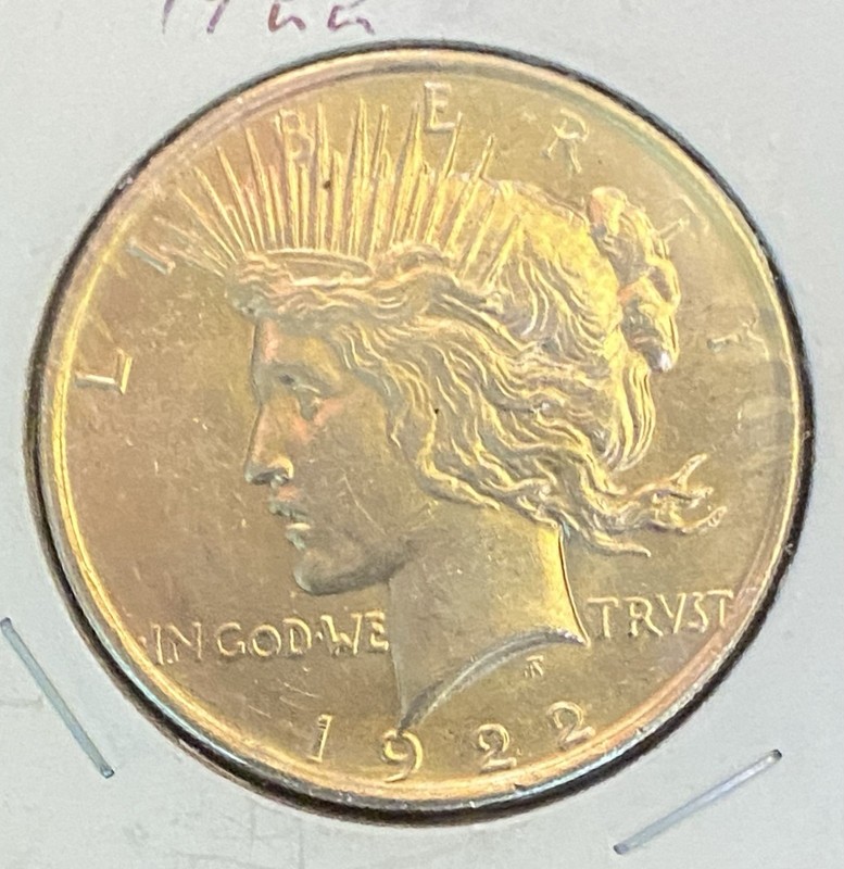 1922 Peace Silver Dollar AU Philadelphia Early Issue 90% Silver US Coin