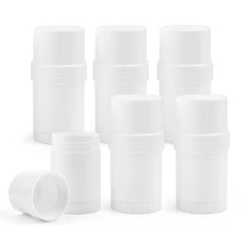 6 Pack Empty 1oz Twist Up Deodorant Containers Round Cream Stick Tubes for
