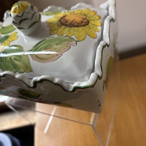 Italien Italien Vintage Ugo Zaccagnini Kunstkeramik Deckeldose Sonnenblumen 77 LESEN - Bild 24 von 24