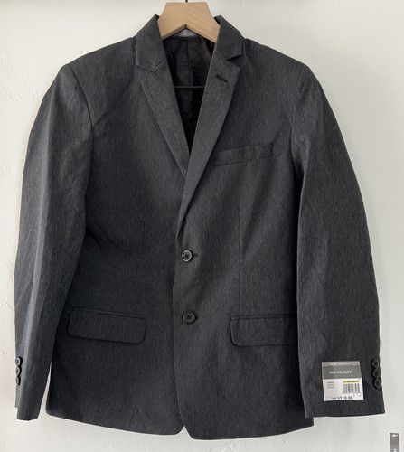 Van Heusen size 14 Husky Boys 2-piece Black pin stripe Jacket + Pant Suit NWT - Picture 3 of 15