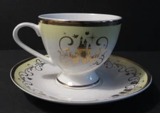 Cinderella Castle Porcelain Tea Cup & Saucer White/Gold - Disney & Ukonic 1990s