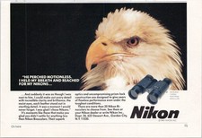 Nikon Vintage Magazine Print Ad 1981 Bald Eagle Binoculars