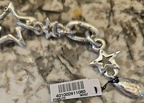 CHICO'S Silvertone Bracelet 7 5/8" Magnetic Close Rhinestones Fashion-NWT! - Foto 3 di 7