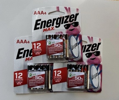 Energizer Max AAA Alkaline Batteries   12 Total (3 Packs of 4)   Exp 12/2033