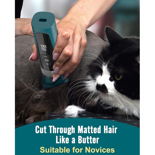 Cortapelos para gatos Oneisall para cabello mate, kit de aseo silencioso para gatos de 5 velocidades, inalámbrico - Imagen 2 de 8