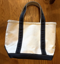 VTG 90s LL Bean Mini Boat And Tote Canvas Bag Made In USA Navy Blue Open Top