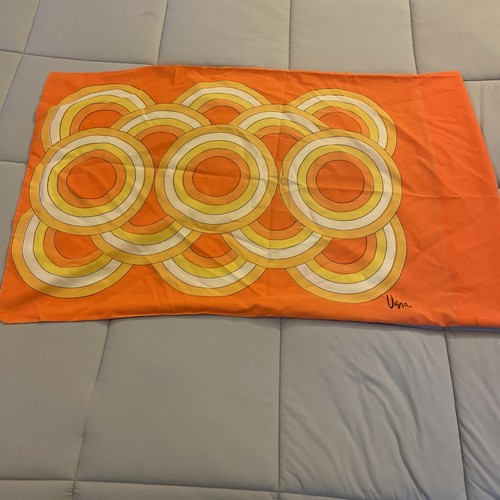 Vera Neumann Pillowcase Orange MCM 70s Circles Retro Burlington Vintage Read!