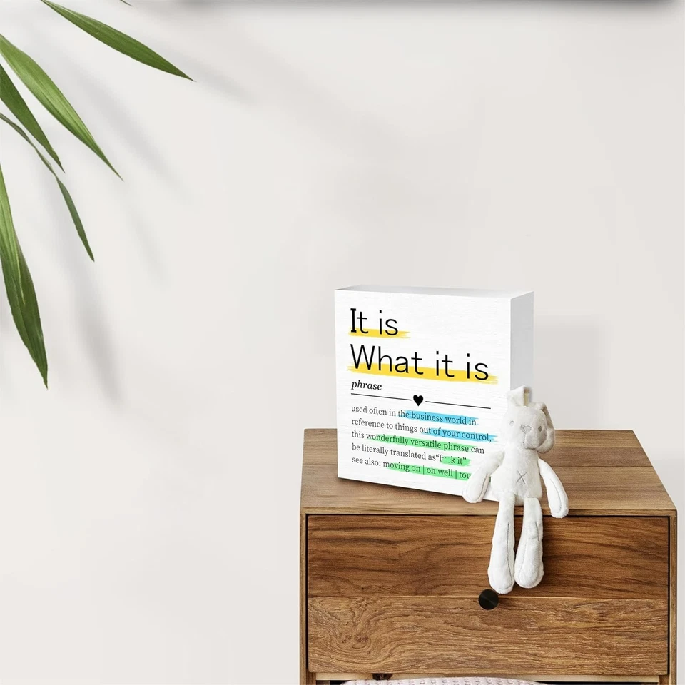 Funny Office Desk Decorations, It Is What It Is Wooden Plaque Sign Box For Desk - Image 2 of 4