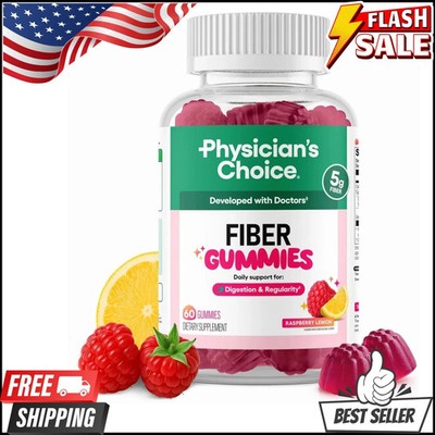Physician s Choice Fiber Gummies for Digestive Health & Regularity - Raspberry L
