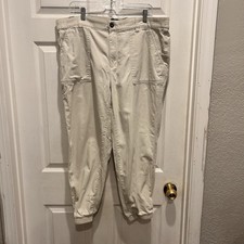 GAP Women's Cargo Jogger Pants Beige Cotton Lyocell Blend Sz XL Beach Athleisure