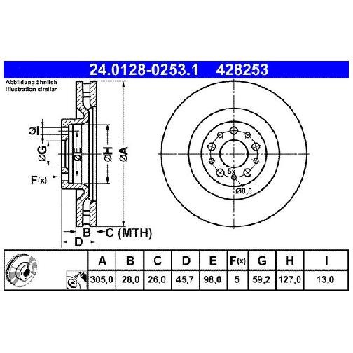 2X Bremsscheibe Vorne FüR Fiat 500L 351 352 1.4 1.6 13 Bis 26 ATE Neu 940B7000-image