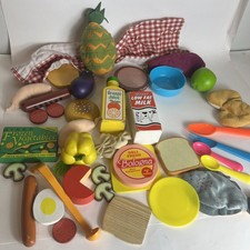 LOT of Kids Pretend Play Food Fruit Vegetable Meat Bread Wood Plastic