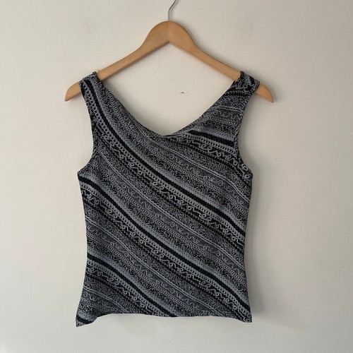 Vintage Etam 90s Y2K Black Metallic Tank Cami Vest Top UK 12 - Brand New - Picture 2 of 12