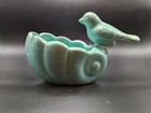 Vintage Shawnee Pottery Bird on Snail Shell Planter Aqua Blue USA Art Pottery