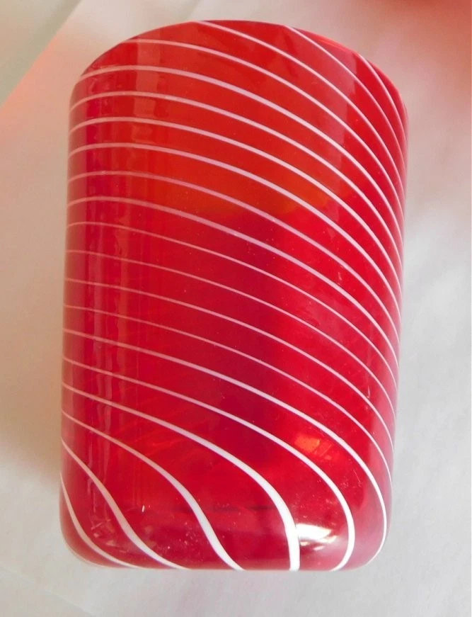 Juego de 10 VASOS DE BEBER REMOLINO SOPLADOS A MANO ROJO Y BLANCO de 4,5" de alto Foto 2 de 4
