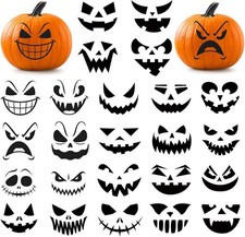 24 Pcs Pumpkin Stickers Halloween Faces Decorating Vinyl Decals Black