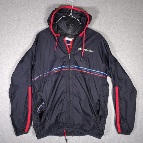 BMW Motorsport Hooded Blue M Performance Full Zip Windbreaker Jacket Mens Medium - Picture 3 of 18