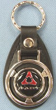 Vintage Black Dodge Dart 1329 Mini Steering Wheel Black Leather Key Ring